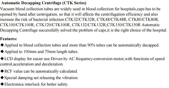 جهاز الطرد المركزي CTK80 Lab 4000 دورة في الدقيقة بسرعة منخفضة لفصل الدم
