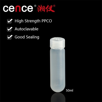 أنبوب الطرد المركزي PP PPCO المواد مع غطاء الختم 50ml أنبوب عالية السرعة ماكس RCF 50000xg